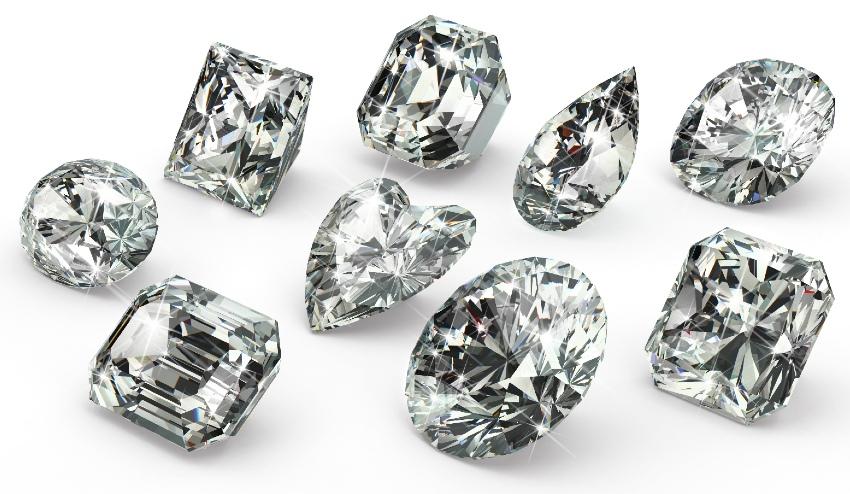 Verschiedene Diamantschliffe
