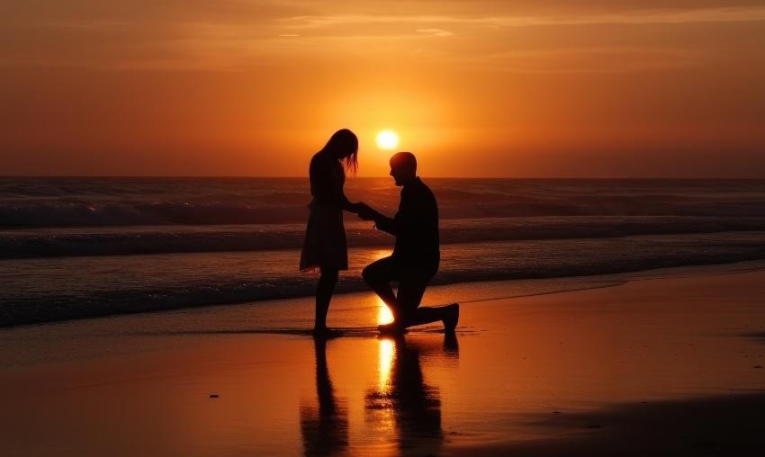 Sonnenuntergang-Heiratsantrag-am-Strand
